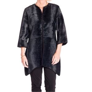 Hilton Hollis Faux Fur Jacket Size 6 Black Asymmetrical